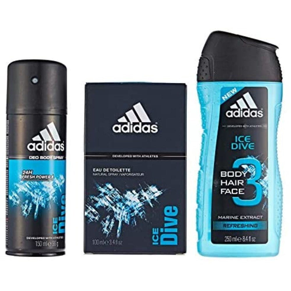 Adidas Ice Dive Coffret Eau De Toilette 100 Ml + Deodorant 150Ml + Shower Gel 250Ml - IZZAT DAOUK Lebanon