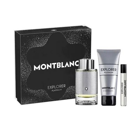 مجموعة هدايا MONTBLANC Explorer Platinum EDP مكونة من 3 قطع