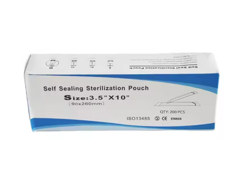 Self-Sealing Sterilization Pouches (1 Box 200 Pouches) Size3 1/2"×10" , 3 1/2"×5 1/2"