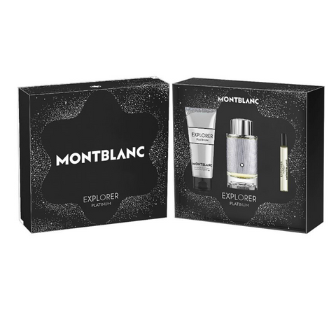 مجموعة هدايا MONTBLANC Explorer Platinum EDP مكونة من 3 قطع