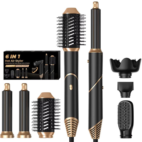 6 in 1 Hot Air Brush Foldable Hair Dryer with Diffuser, image 2