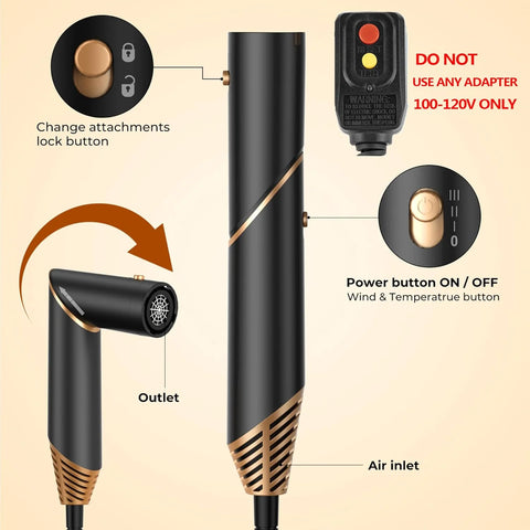 6 in 1 Hot Air Brush Foldable Hair Dryer with Diffuser, image 5