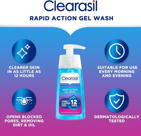 Clearasil Rapid Action Gel Wash 12 hours 150ml