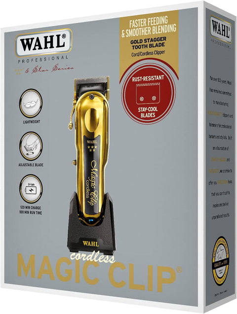 Wahl 3024577 ماكينة حلاقة لاسلكية Magic Clip Gold من سلسلة 5 نجوم