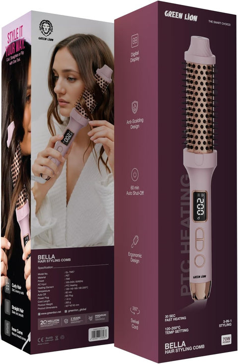 GREEN LION BELLA HAIR STYLING COMB 3-IN-1 STYLING 70W