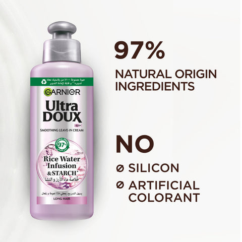 Garnier Ultra Doux Rice Water Infusion & Starch, Leave In Cream, for Long Hair