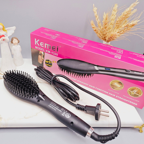 Kemei Professional Hair Straight Comb Brush KM-1320 | Ionic Anti-Frizz Styling Tool