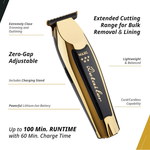 Wahl Professional Cordless Detailer Li GOLD Trimmer T Wide Blade