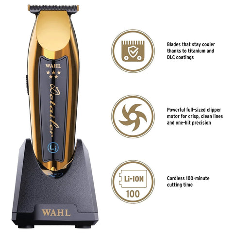 Wahl Professional Cordless Detailer Li GOLD Trimmer T Wide Blade