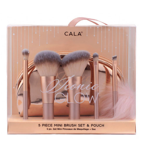 CALA ICONIC GLOW 5 PIECES MINI BRUSH SET AND POUCH