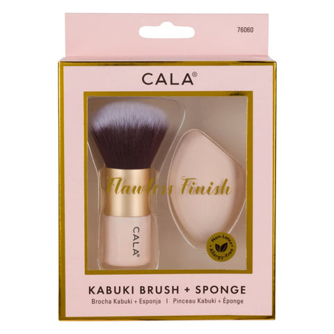 CALA KABUKI BRUSH & SPONGE SET (PINK)