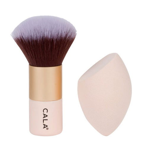 CALA KABUKI BRUSH & SPONGE SET (PINK)