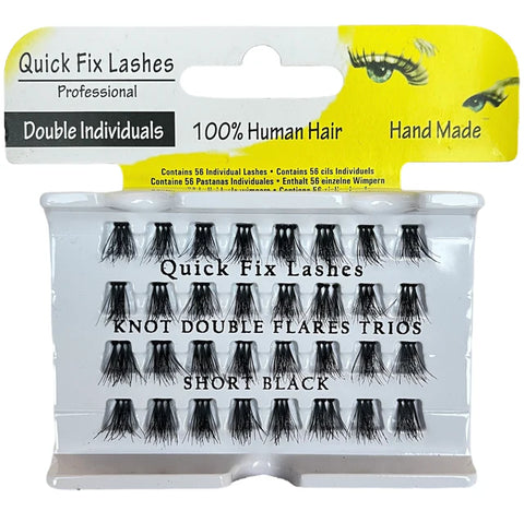 QUICK FIX LASHES TRIOS KNOT INDIVIDUALS DOUBLE FLARES TRIOS SHORT BLACK