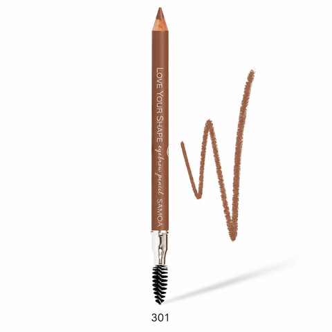 SAMOA Love Your Shape eyebrow pencil with spoolie brush in shade 301.