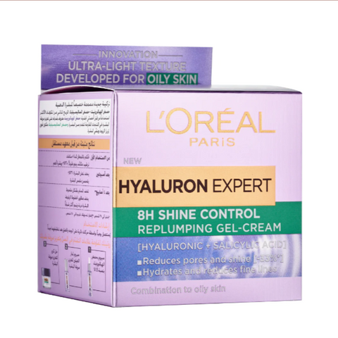 L'Oreal Hyaluron Expert Moisturiser and Anti-Aging 8h Shine Control Replumping Gel Cream 50ml