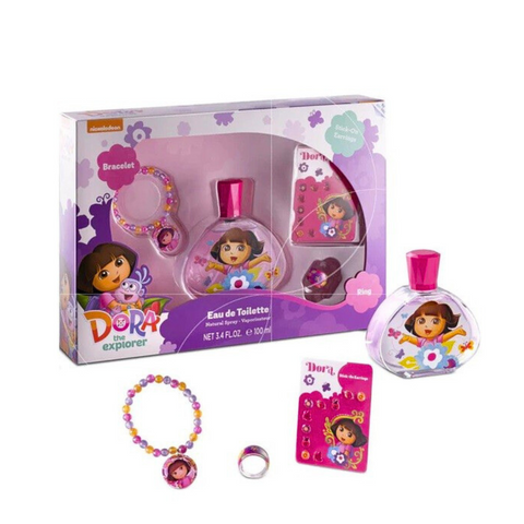 Disney Dora Set Eau De Toilette 100ml + Bracelet + Ring + Stick on Earrings For Children