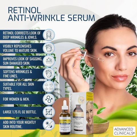 Advanced Clinicals Retinol Anti Wrinkle Face Serum 52ml, image 2