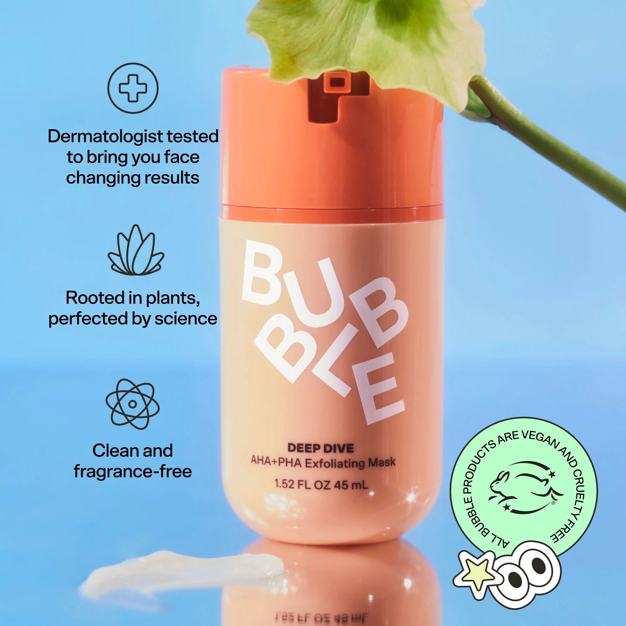 Bubble Skincare Come Clean Clay Detoxifying Face Mask with Brush, Wash off  Mask, All Skin Types, 1.52 fl oz /45ml