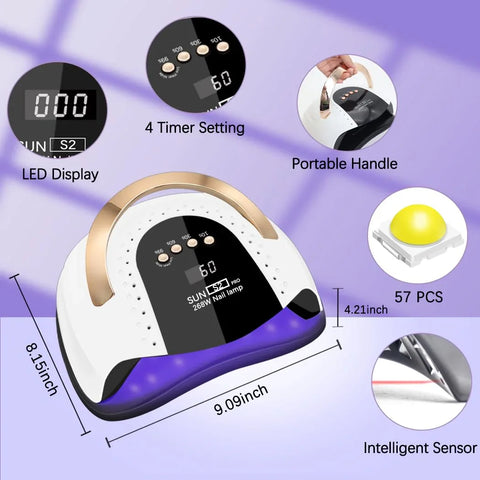 Dr Schmidt 2 in 1 LED UV Nail Lamp Sun S2 Pro 268W, image 2