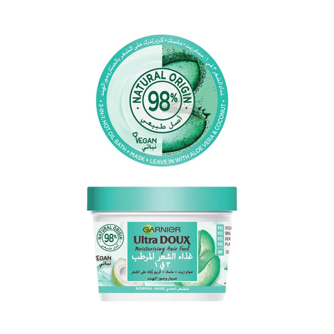 Garnier Ultra Doux Hair Food Aloe Vera and Coconut 390ml, image 2