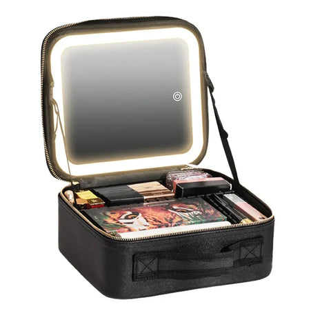 Green Lion Makeup Organizer with 4K Mirror and LED Lights