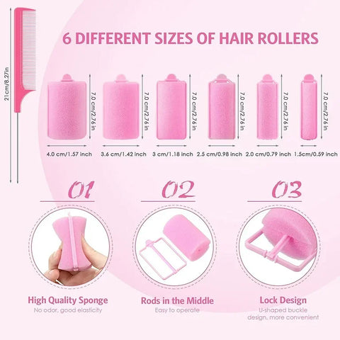 Hair Locks Curling Hair Sponge Rollers 6 Pieces, image 3