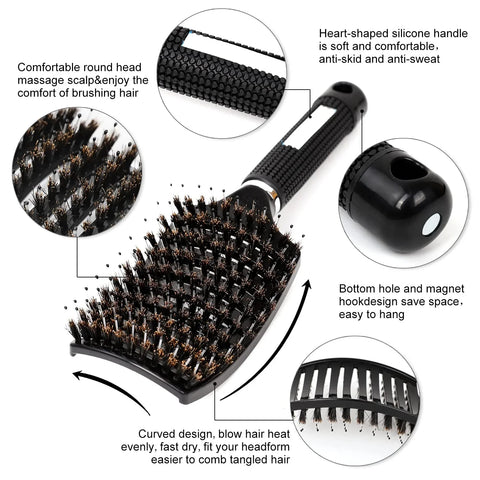 Hairiva Black Hair Brush With Fiber, image 7