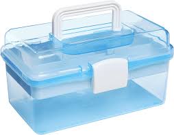 Blue  Empty Make Up Box Plastic