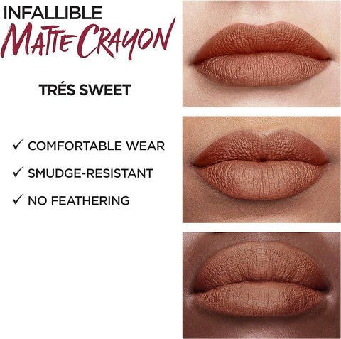 L'Oreal Paris Infallible Matte Lip Crayon, Tres Sweet, image 2