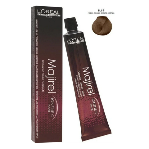 Majirel 6.14 Dark Ash Copper Blonde Hair Color 50ml
