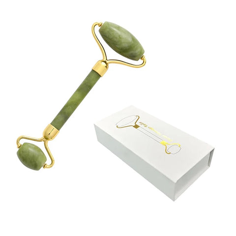 Beauty Glam Jade Roller With Quartz Gua Sha Stone Gift Set Green