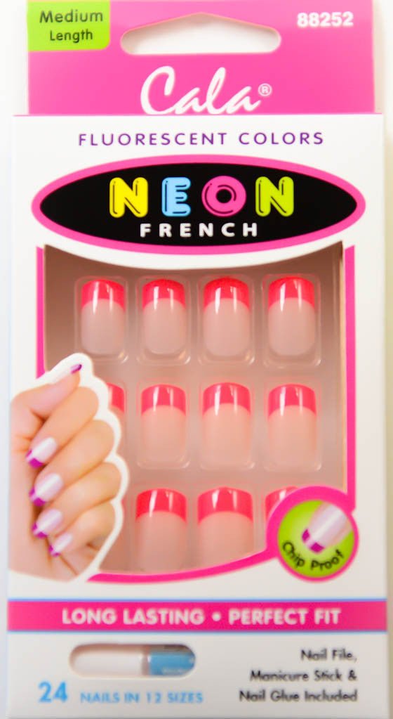 Dr. Schmidt Cala French Neon Medium Length Fake Nails - IZZAT DAOUK Lebanon