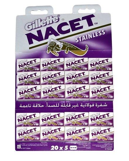 Gillette Nacet Stainless Double Edge Blades, 100 Pieces