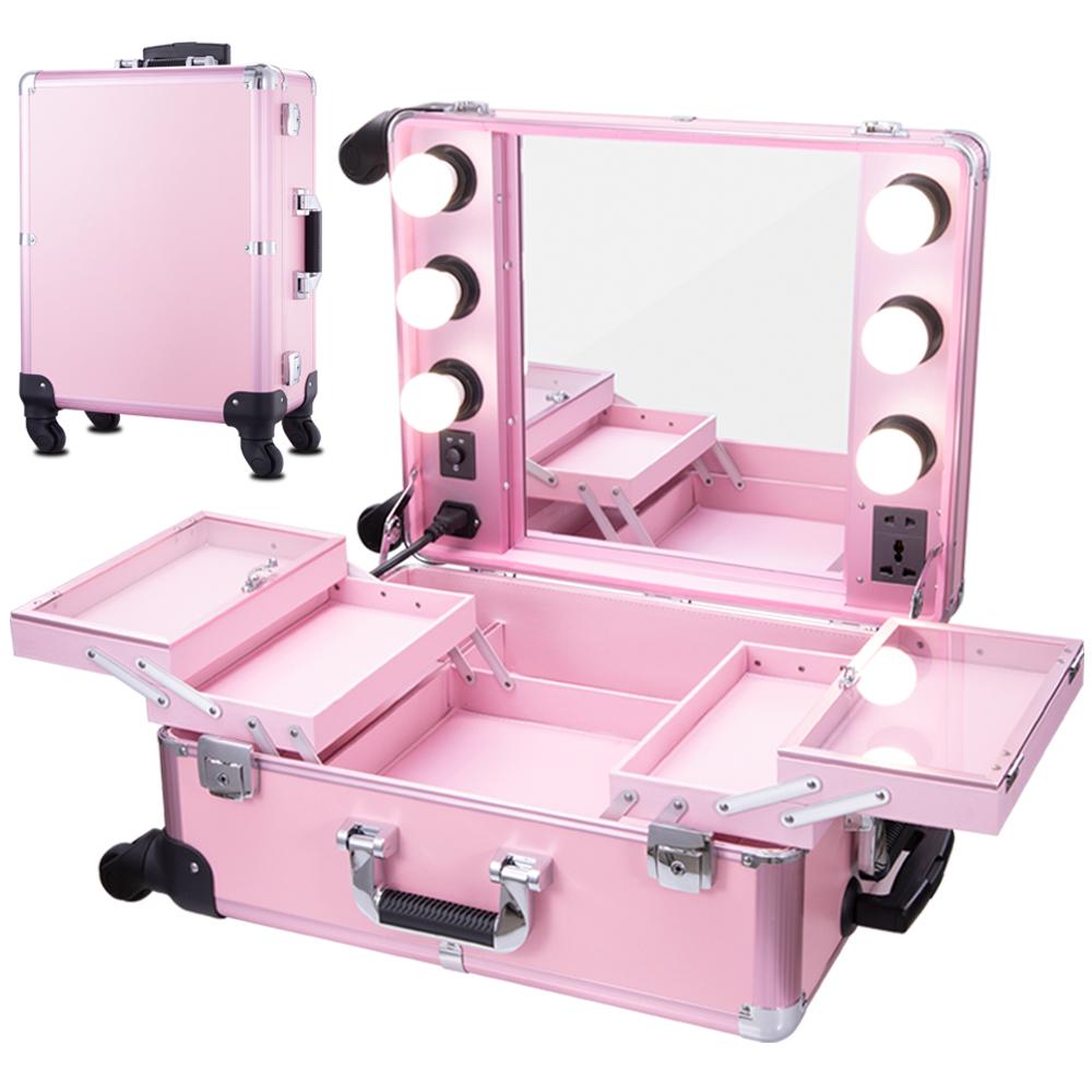 Jumbo Rich Makeup Bag Cosmetic Case With LED Light Makeup Organizer Box With Travel Toiletry Storage Mirror - IZZAT DAOUK Lebanon